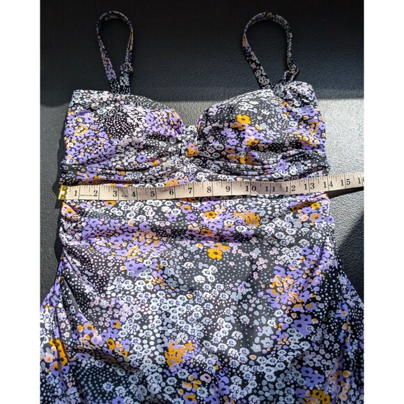 Shore Shapes Womens One Piece Swimsuit Skirted Multicolor Floral Size 12 - Picture 4 of 14